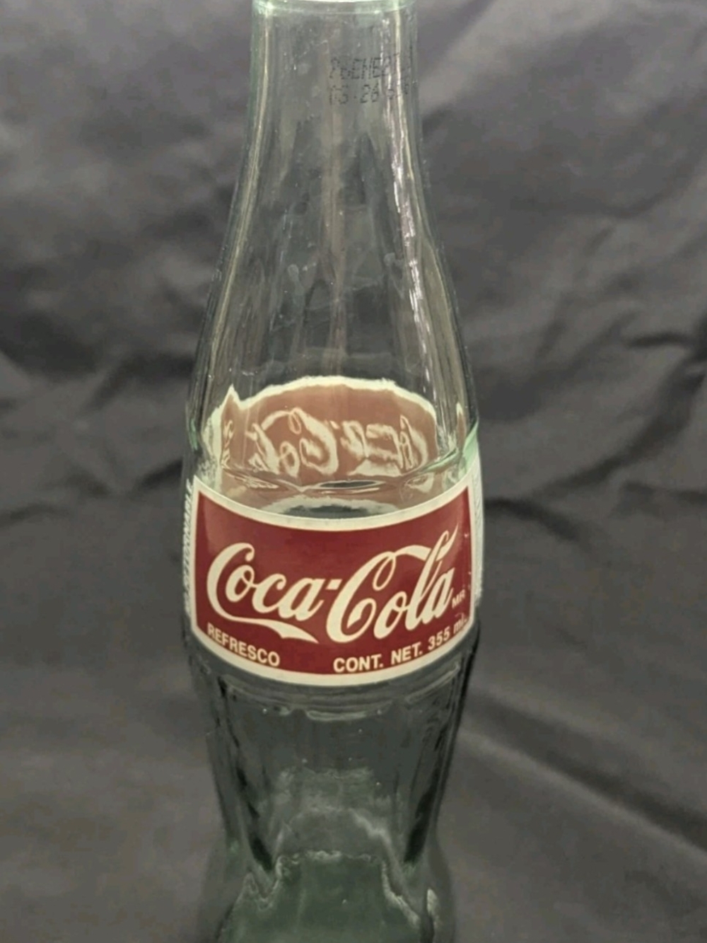 Coca Cola Vintage Green Glass Bottle with Red Label - Decorative Home Accent